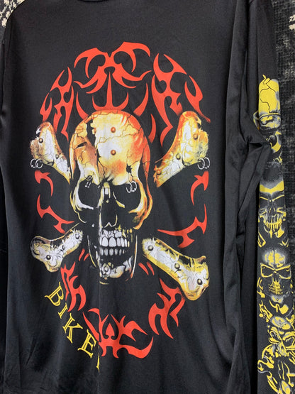 Biker Skull Print Long Sleeve Shirt for Women