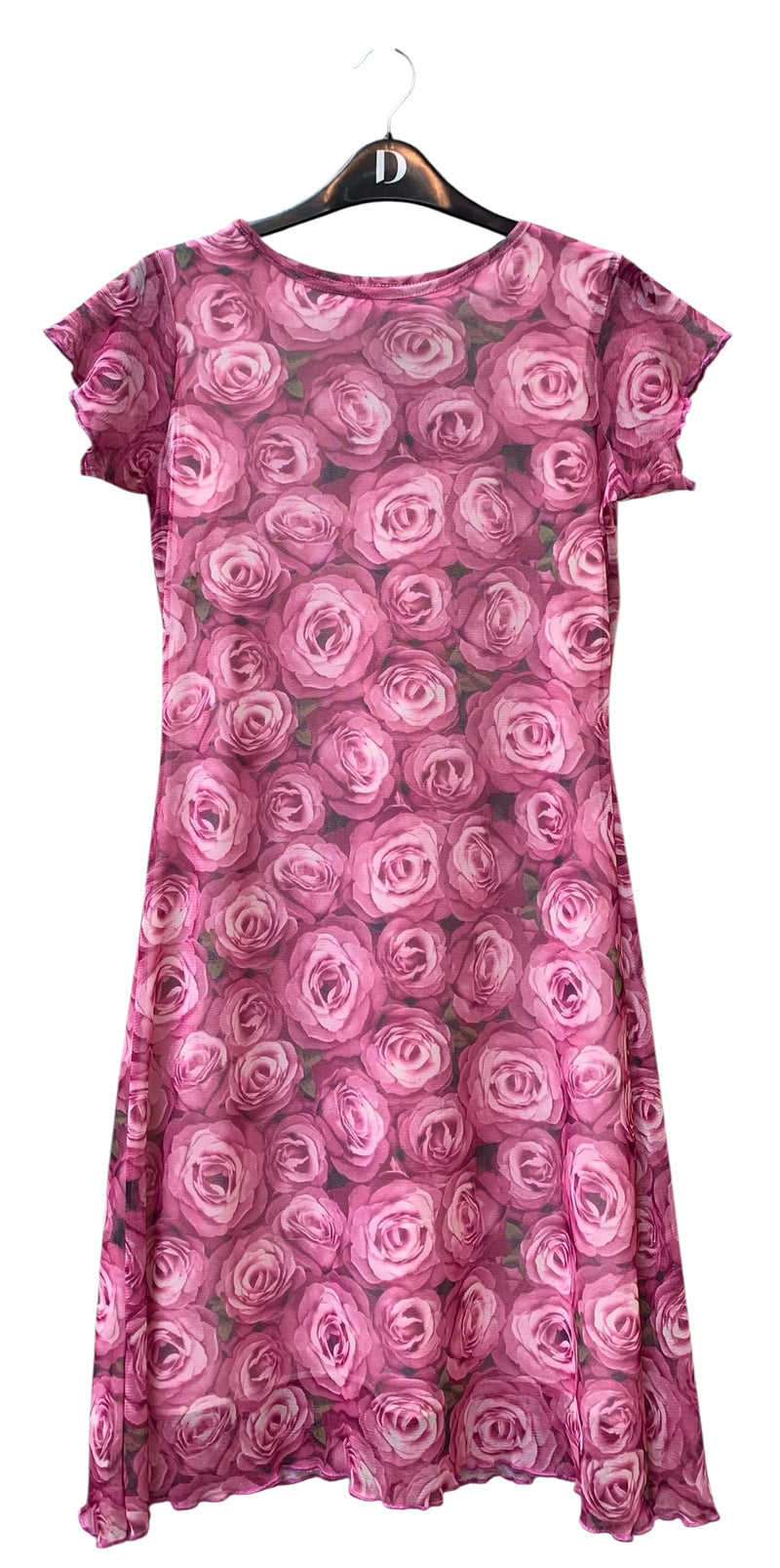 Y2K Rose Print Mesh Midi Dress