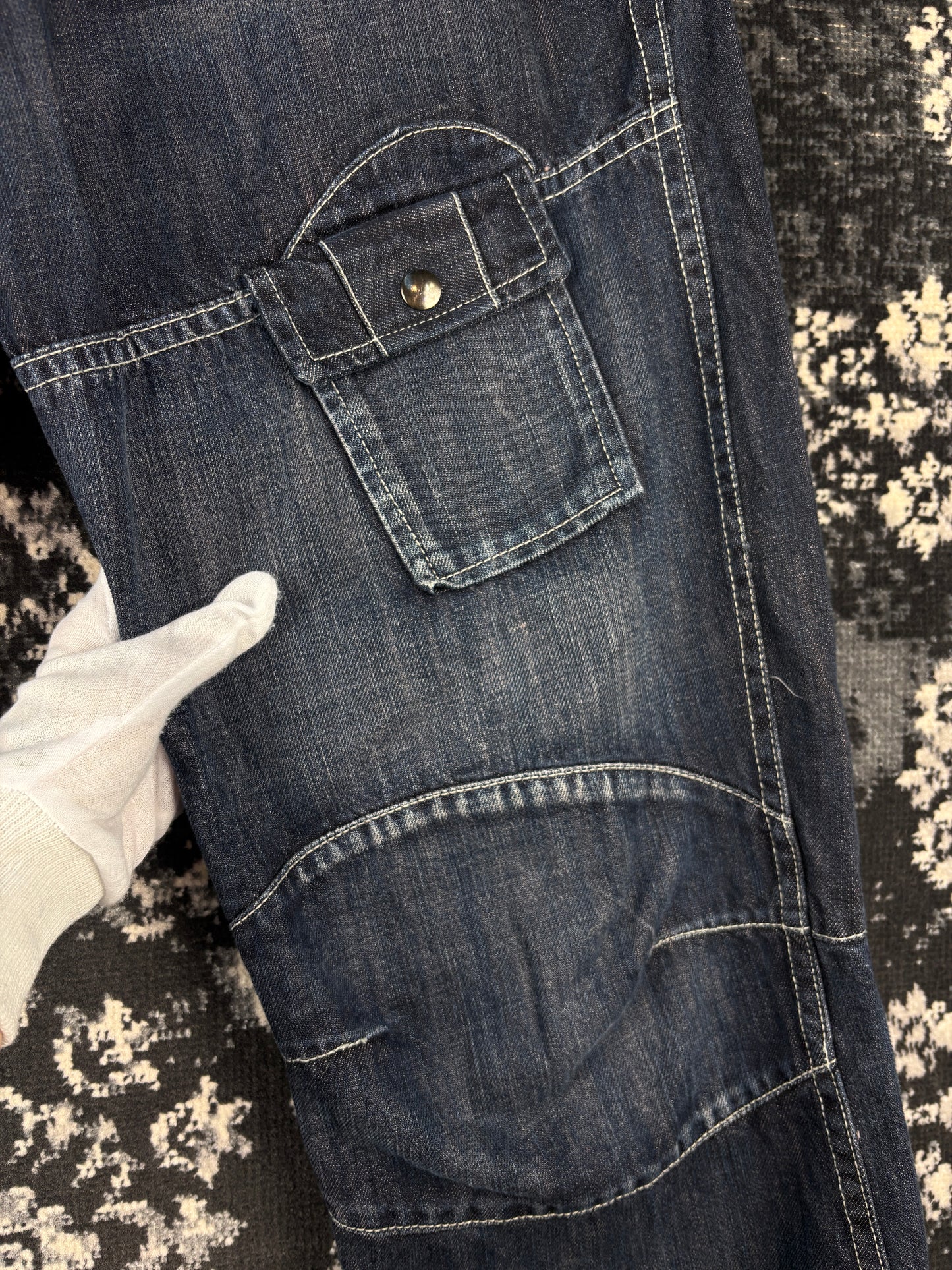 LOUCO JEANS Dark Blue Cargo Style Denim Jeans