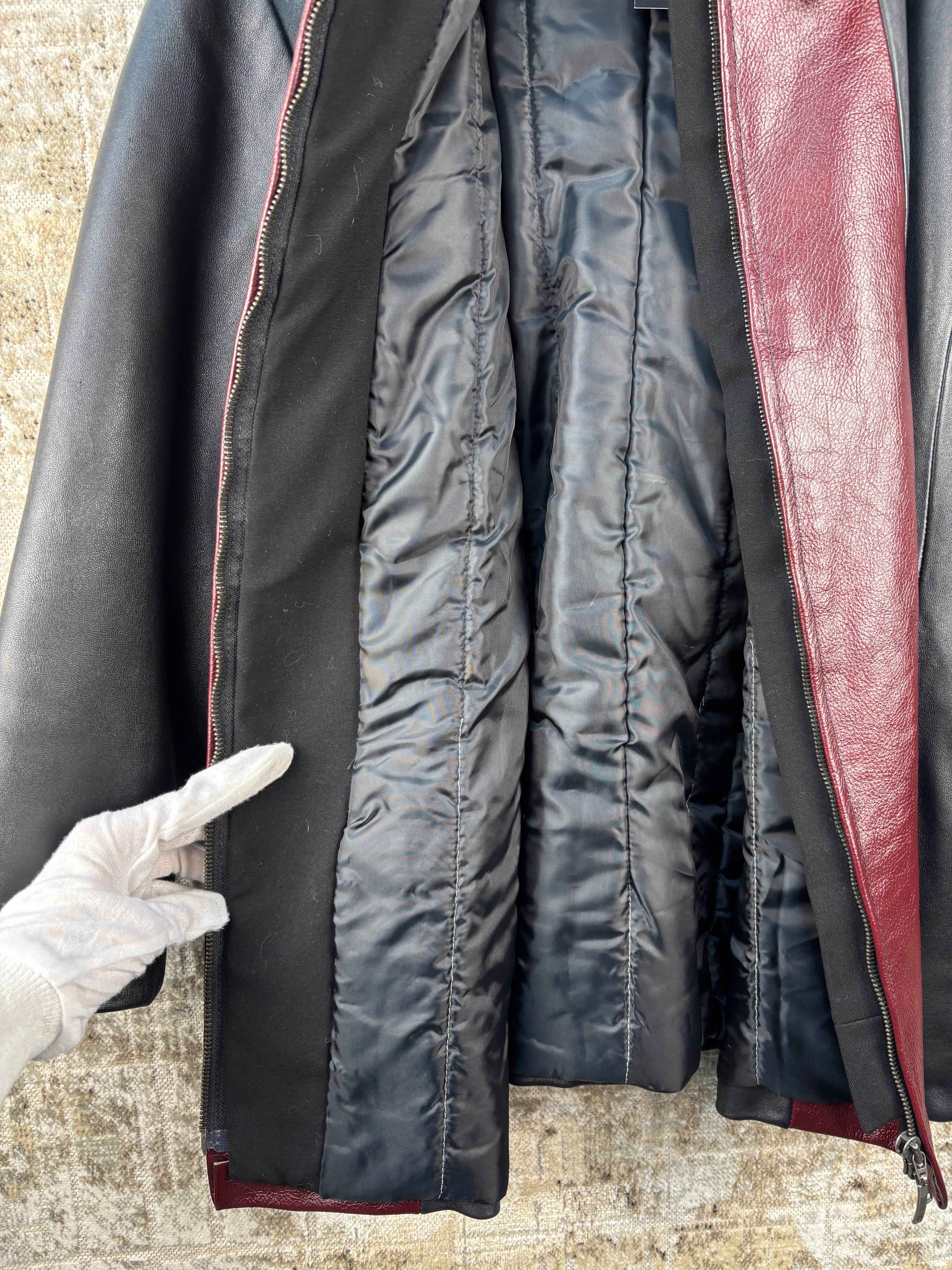 Women's Vintage Black Leather Jacket Red accent
