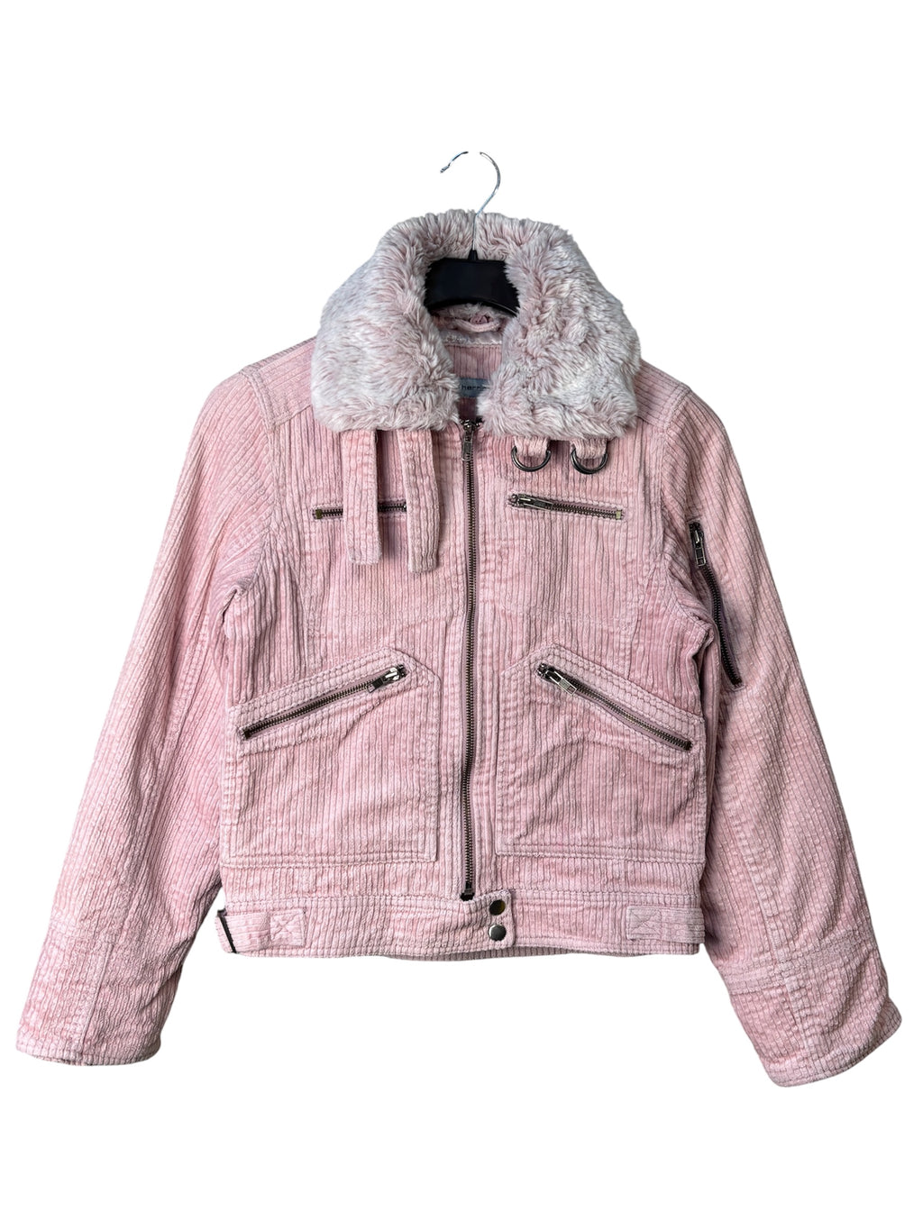 Red Herring Y2K Corduroy Faux Fur Collar Jacket