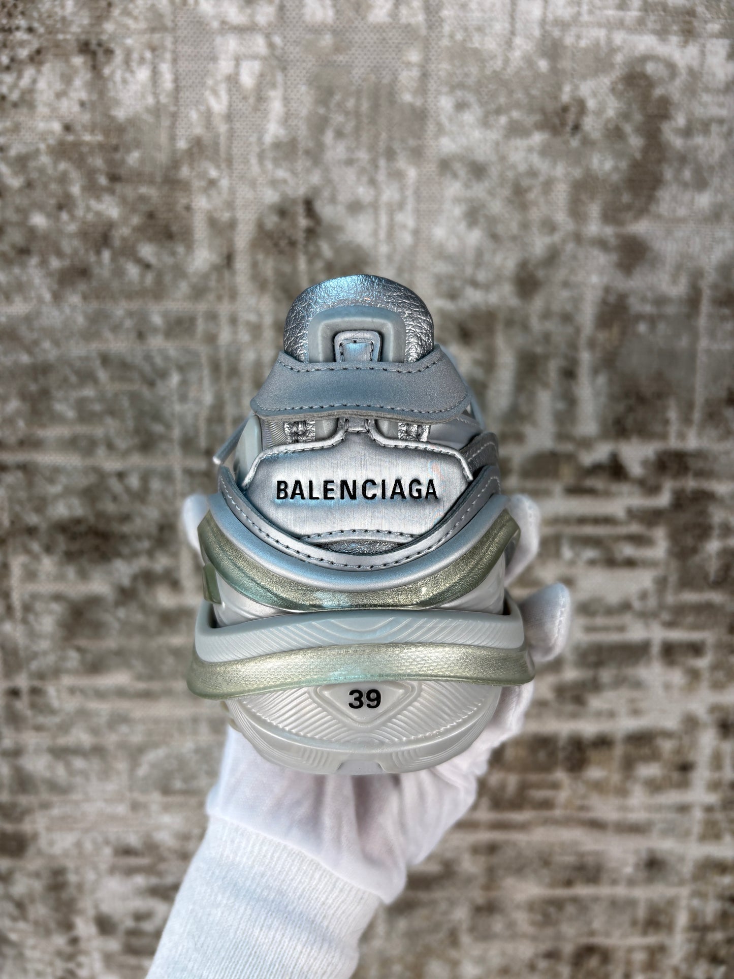 Balenciaga Metallic Silver Low Top Sneakers