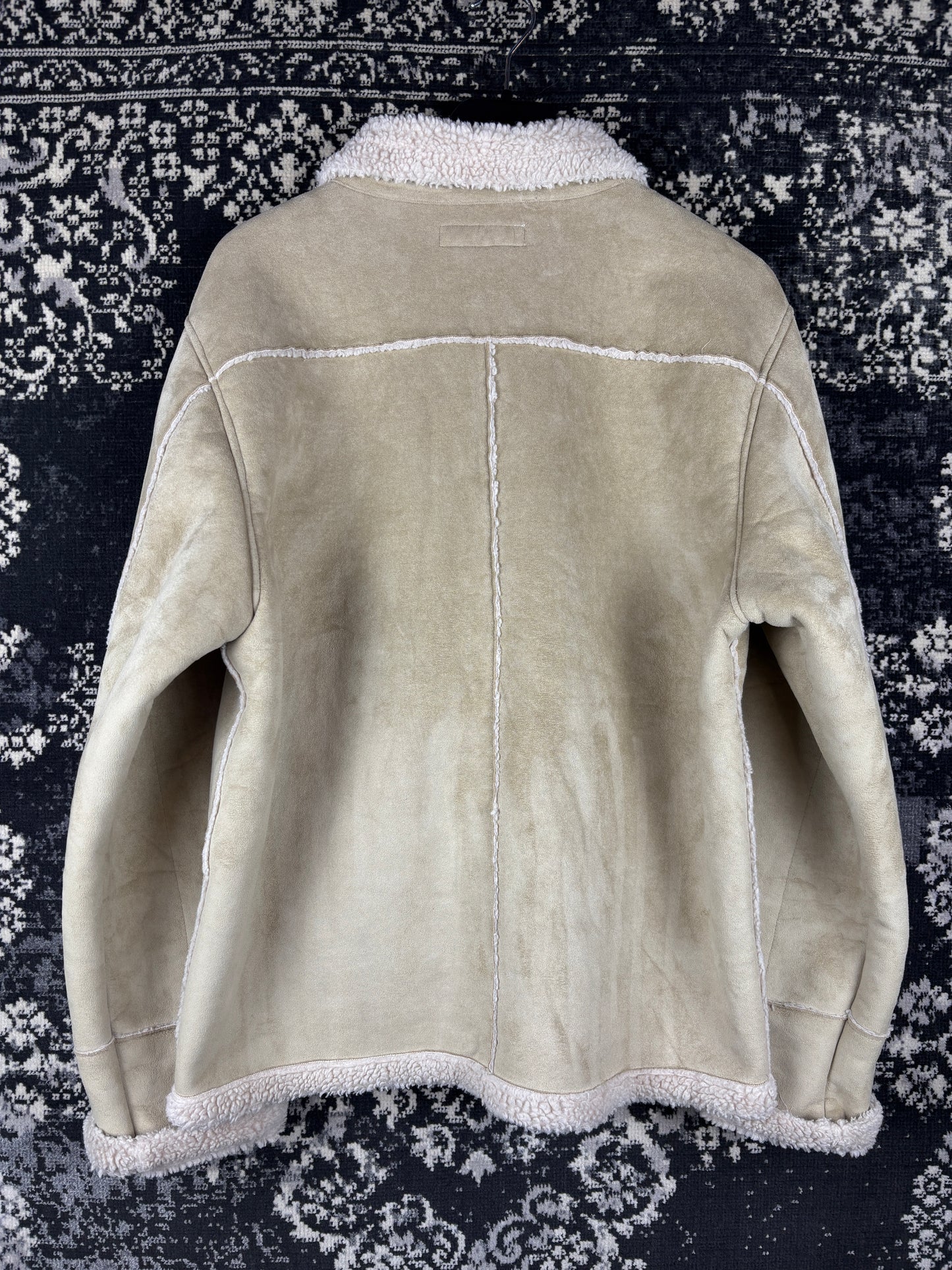 Women's Y2K Vintage Beige Faux Suede Jacket with Warm Inner Lining