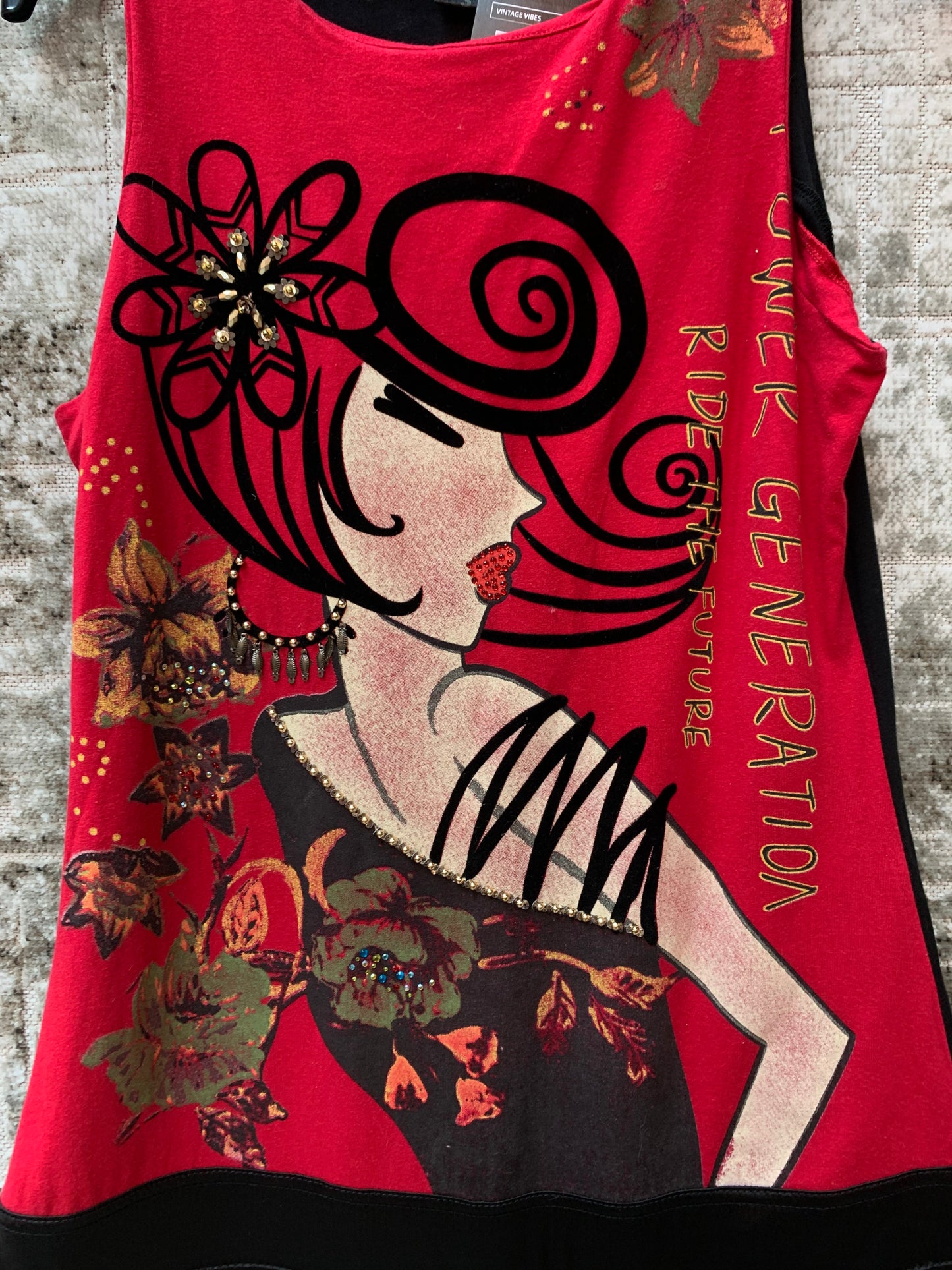 Custo Barcelona Beaded Graphic Sleeveless Dress