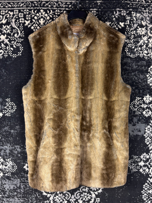 Women's Vintage Greyish Brown Faux Fur Vest