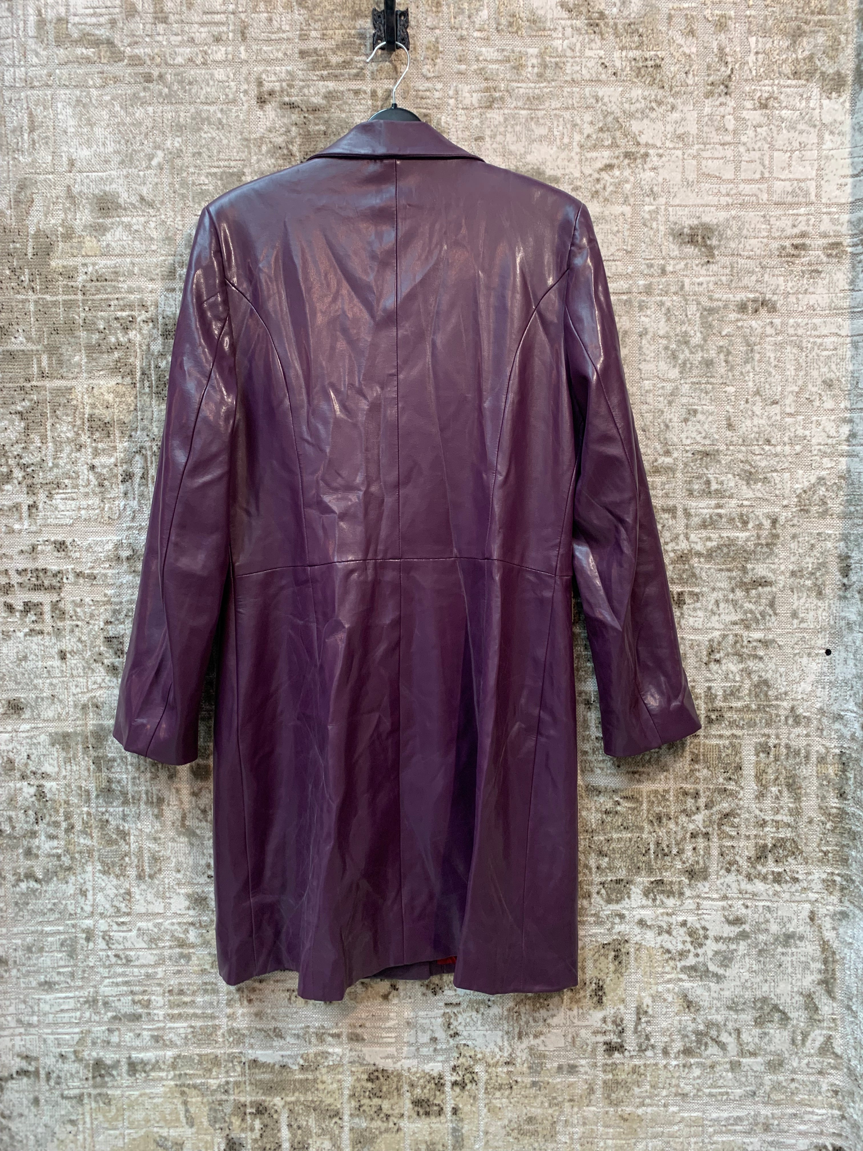 Femme by Paris Purple Leather-Look Longline Coat