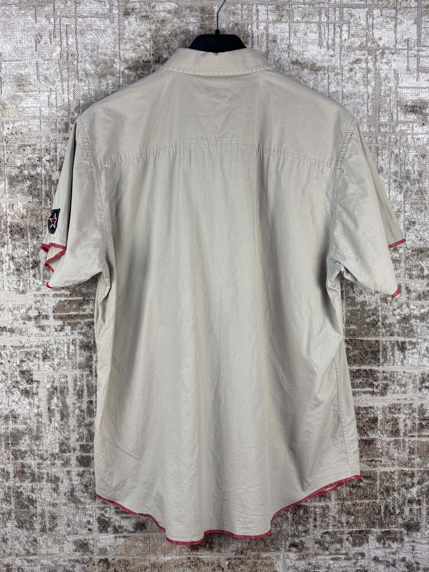 Mens Vintage Batistini Beige Western Button Up Shirt