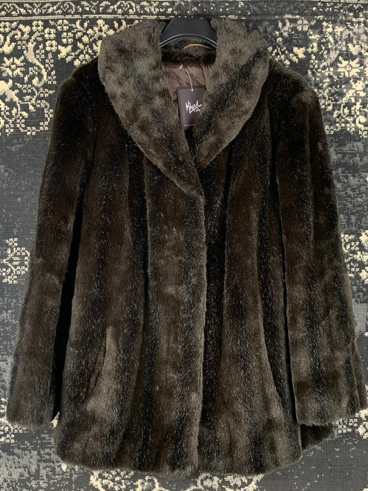 Women's Vintage Dark Brown Faux Fur Coat