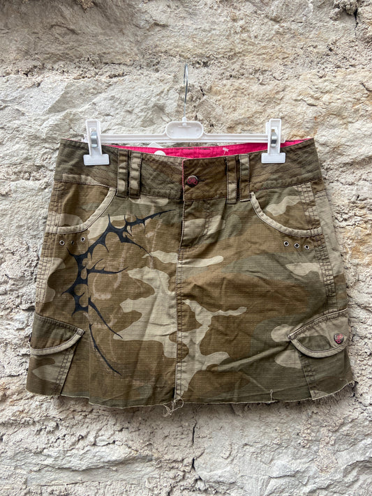 Upcycled Handpainted Camo Skirt