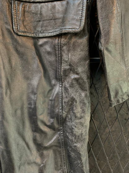 B. Young Vintage Black Leather Trench Coat