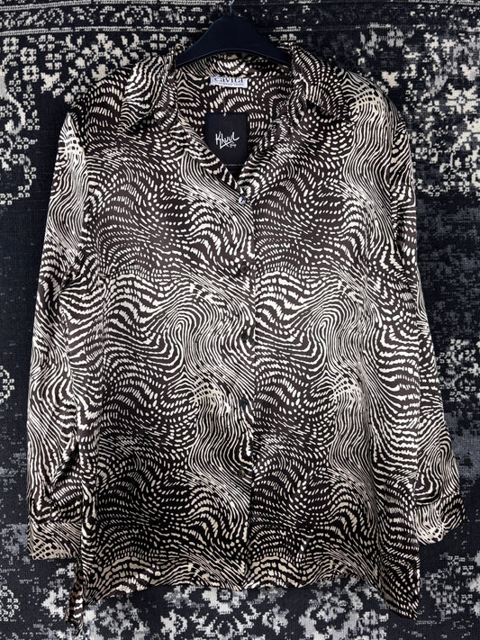 Women's Vintage Y2K Silky Zebra Print Longsleeve