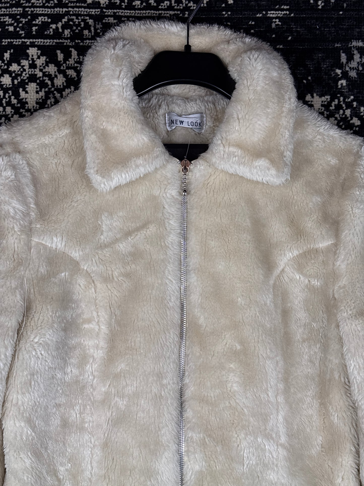 Y2K Women's Cream Faux Fur Jacket