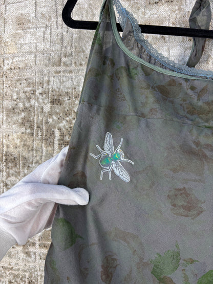 Womens Vintage Cop Copine Green Floral Slip Dress