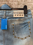 Mexx Y2K Studded Distressed Denim Mini Skirt
