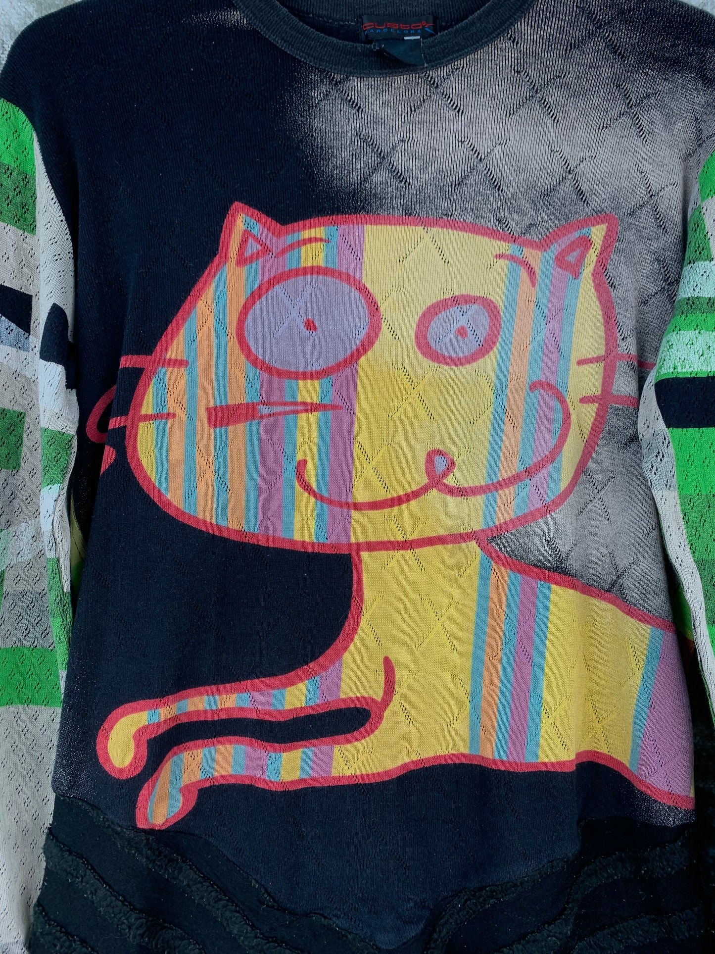 Womens Y2K Custo Barcelona Cat Graphic Long Sleeve Top