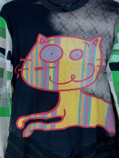 Womens Y2K Custo Barcelona Cat Graphic Long Sleeve Top