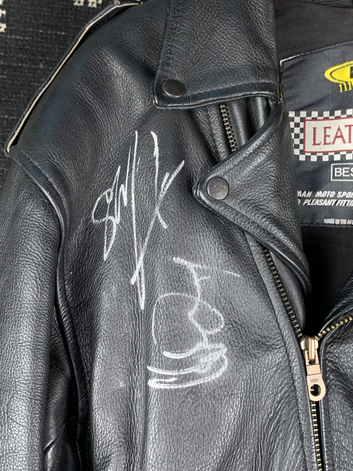 Men's Vintage Hallman Leather Biker Jacket Autographed by Udo & Stefan Kaufmann of Accept