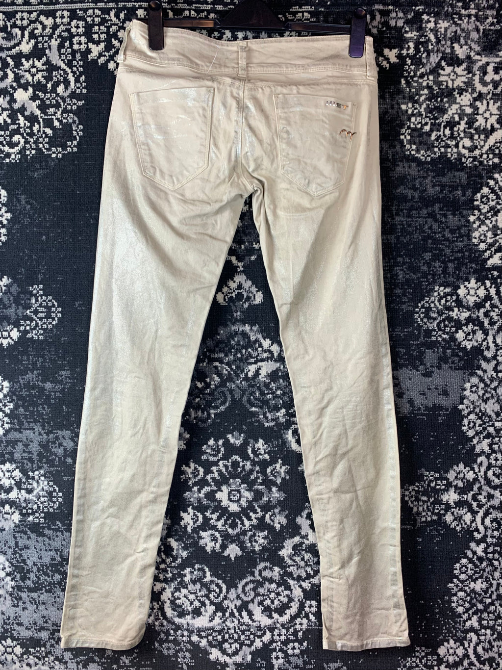 Y2K Women's Angel Style Skinny Fit Creamy Shimmery Jeans