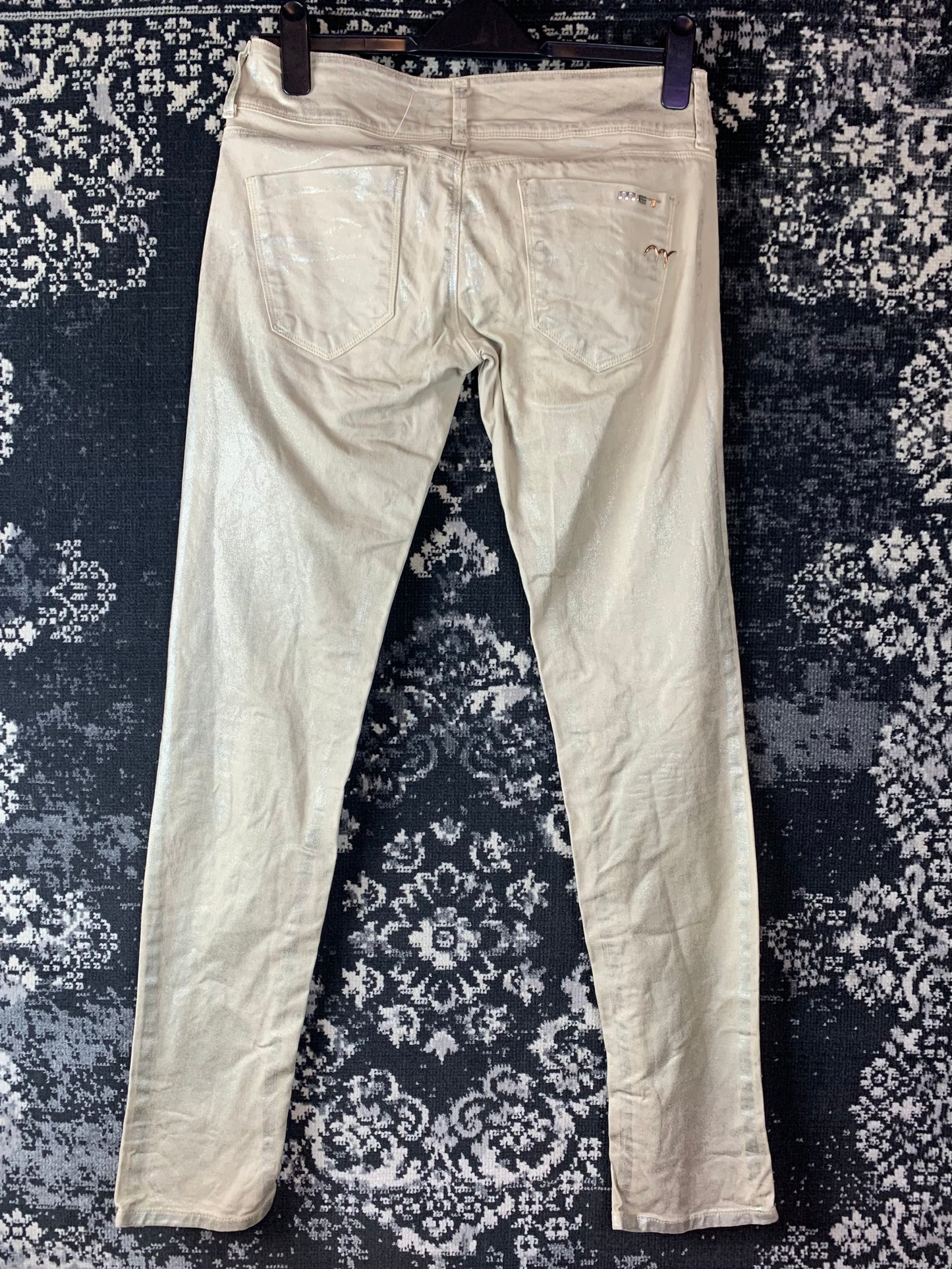 Y2K Women's Angel Style Skinny Fit Creamy Shimmery Jeans