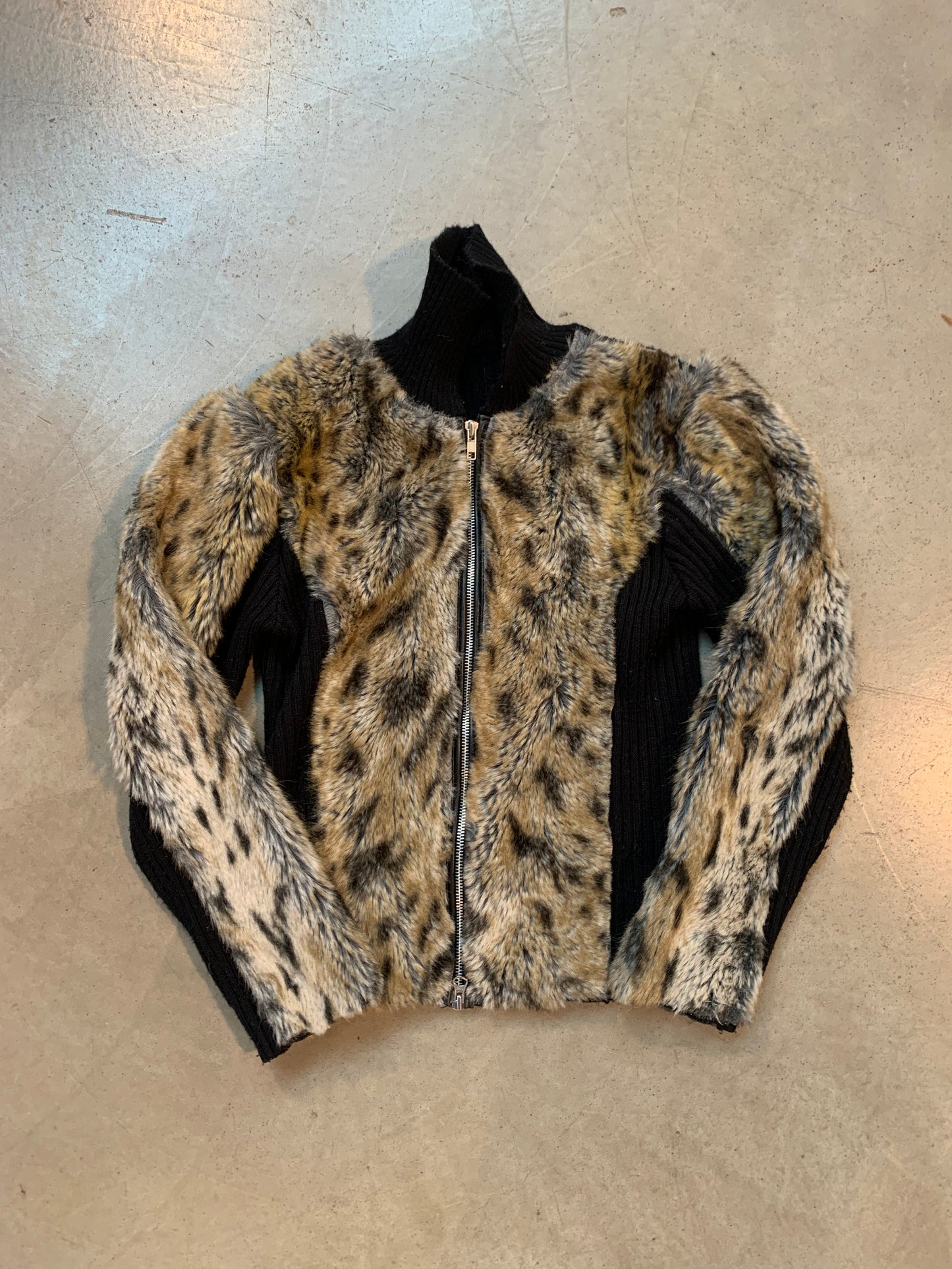 Women’s Y2K Faux Fur And Knit Zip Up Jacket
