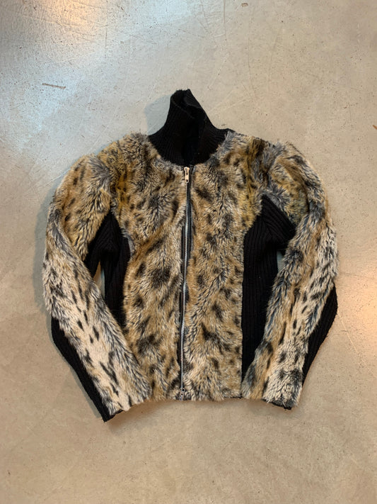 Women’s Y2K Faux Fur And Knit Zip Up Jacket