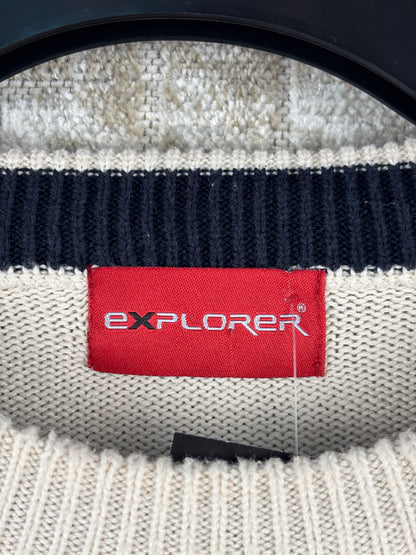 Mens Vintage Cream Red Knit Sweater
