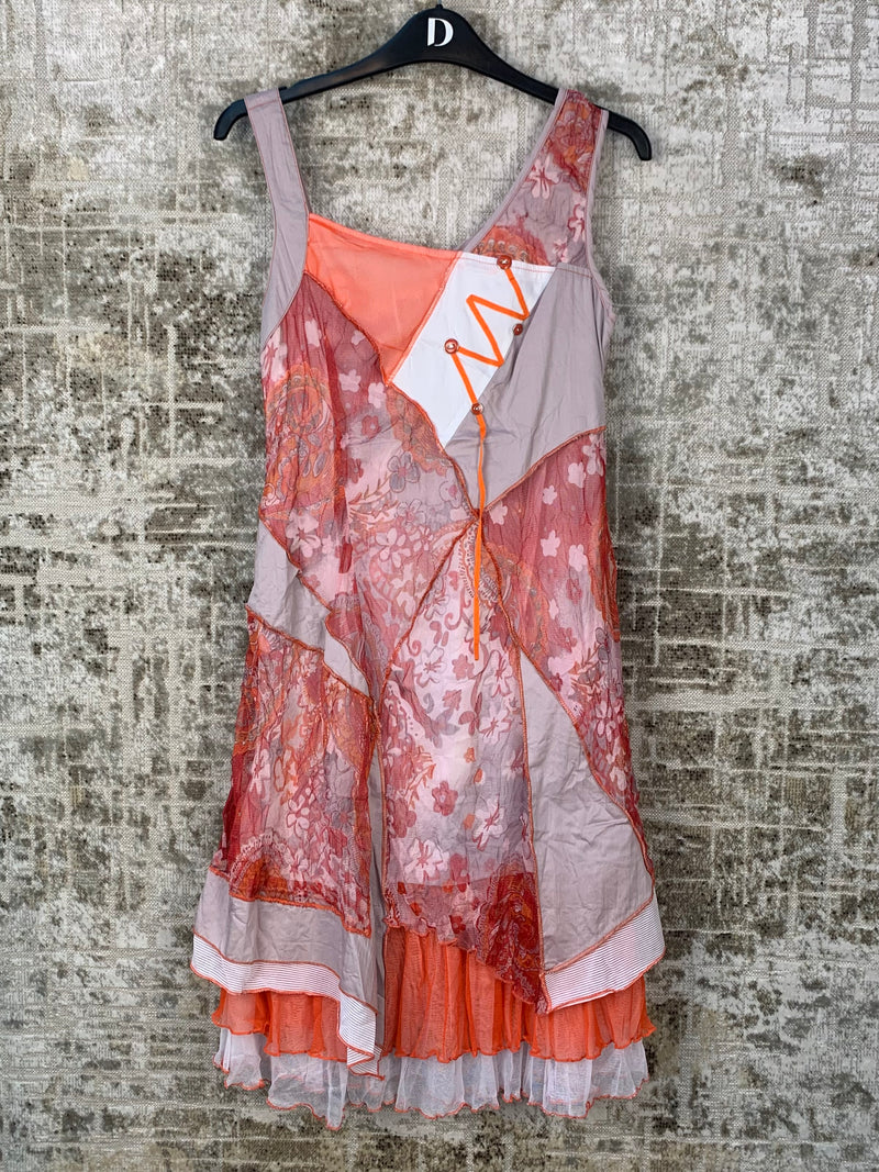 Womens Y2K Patchwork Mesh Dress