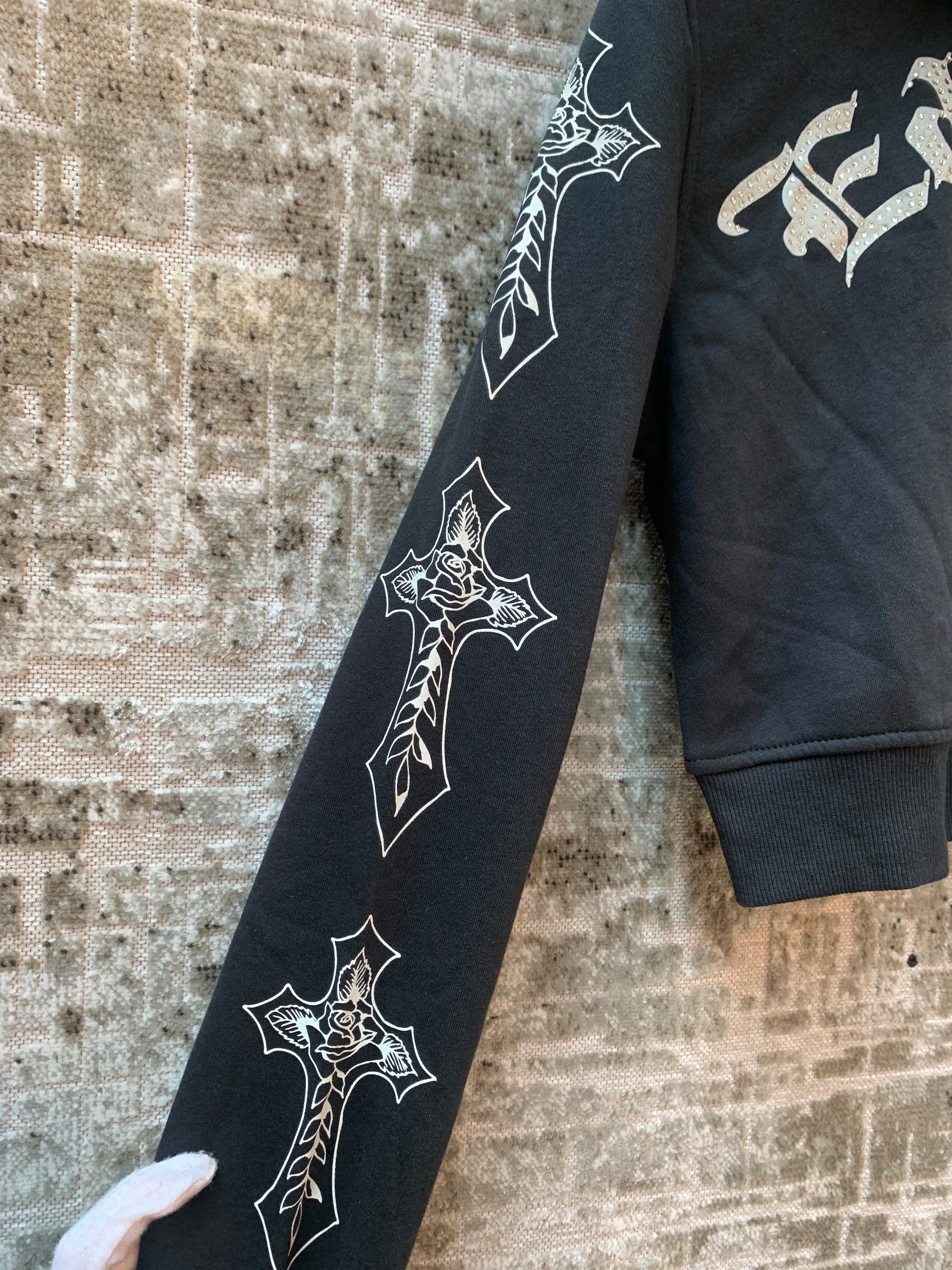 Womens Ed Hardy Black Cropped Zip Hoodie