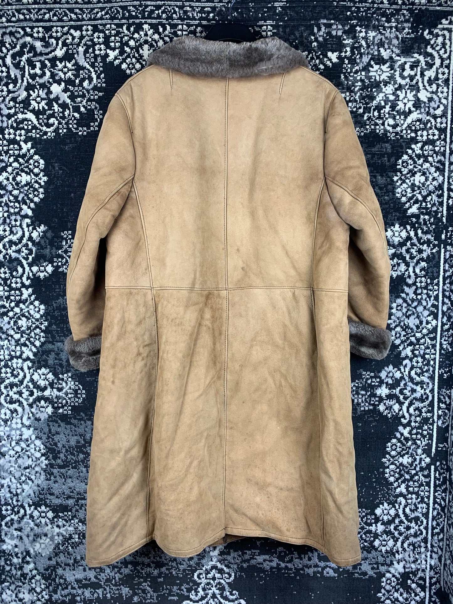 Vintage Women Light Brown Faux Suede Coat