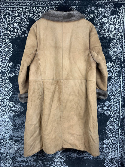Vintage Women Light Brown Faux Suede Coat