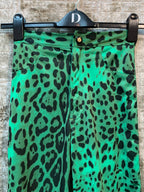 Green Leopard Print Skinny Pants