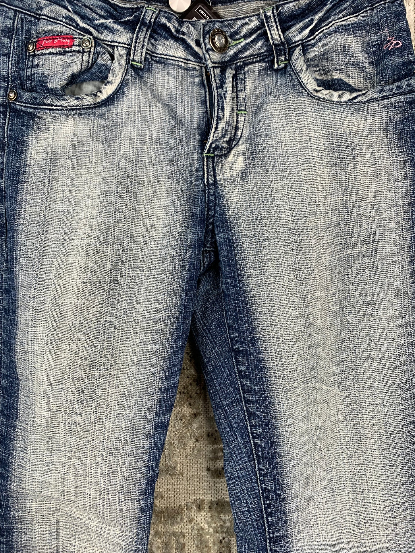 Womens Y2K Just Play Washed Blue Jeans