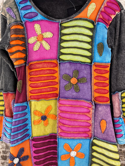 Womens Y2K Patchwork Multicolor Dress