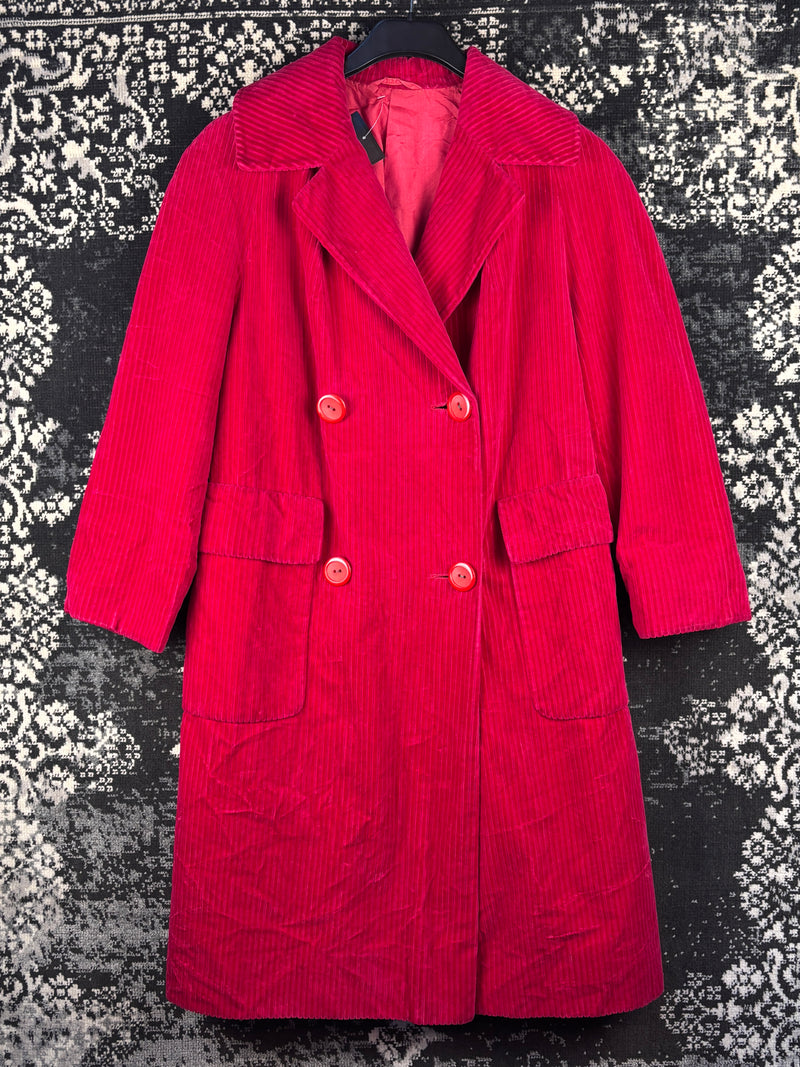 Women’s Vintage 90s Red Soft Corduroy Long Coat
