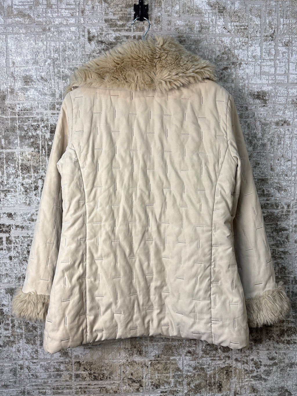 Derhy Faux Fur Trimmed Embroidered Coat