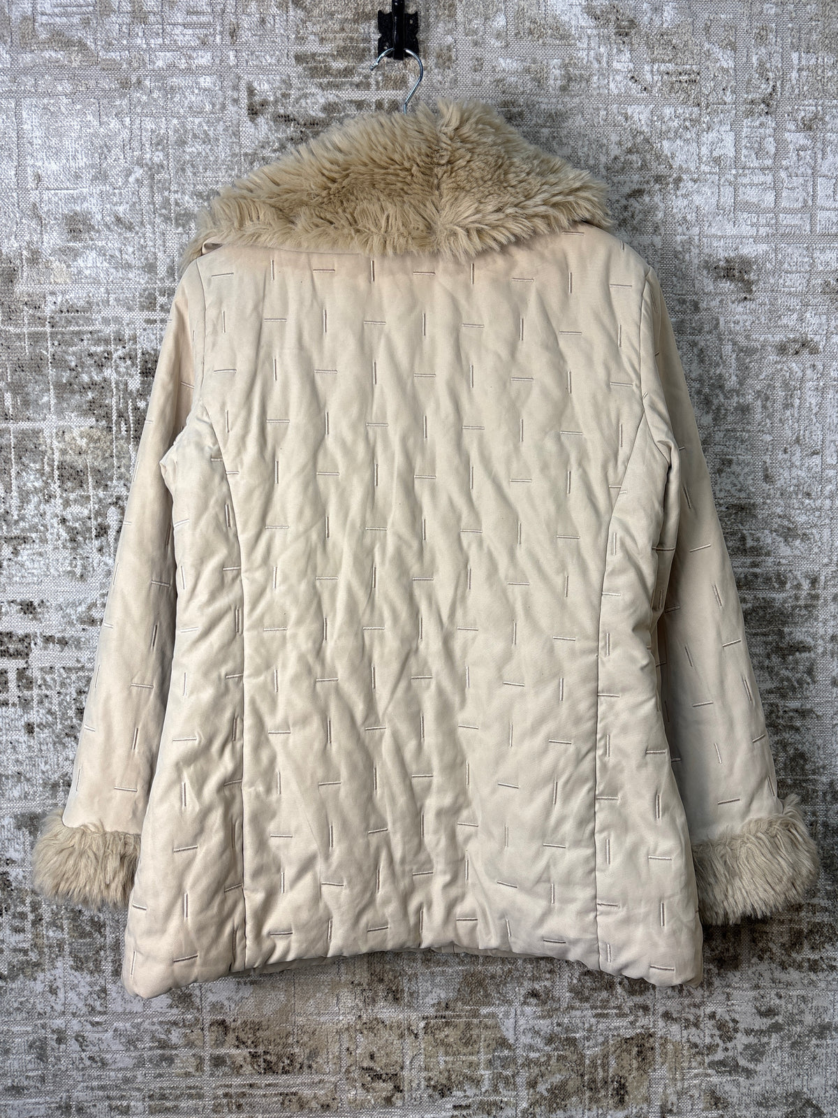 Derhy Faux Fur Trimmed Embroidered Coat