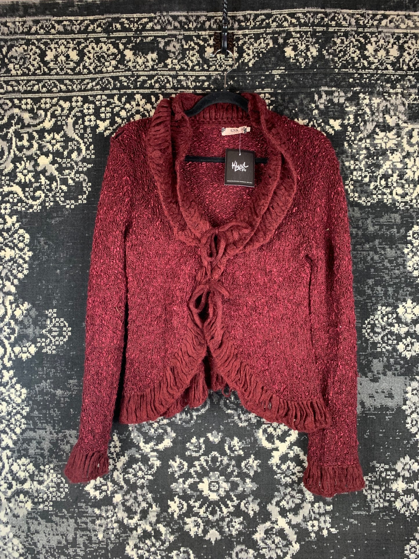 Women's Vintage LNA Fashion Burgundy Front-Open Cardigan