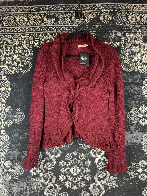 Women's Vintage LNA Fashion Burgundy Front-Open Cardigan