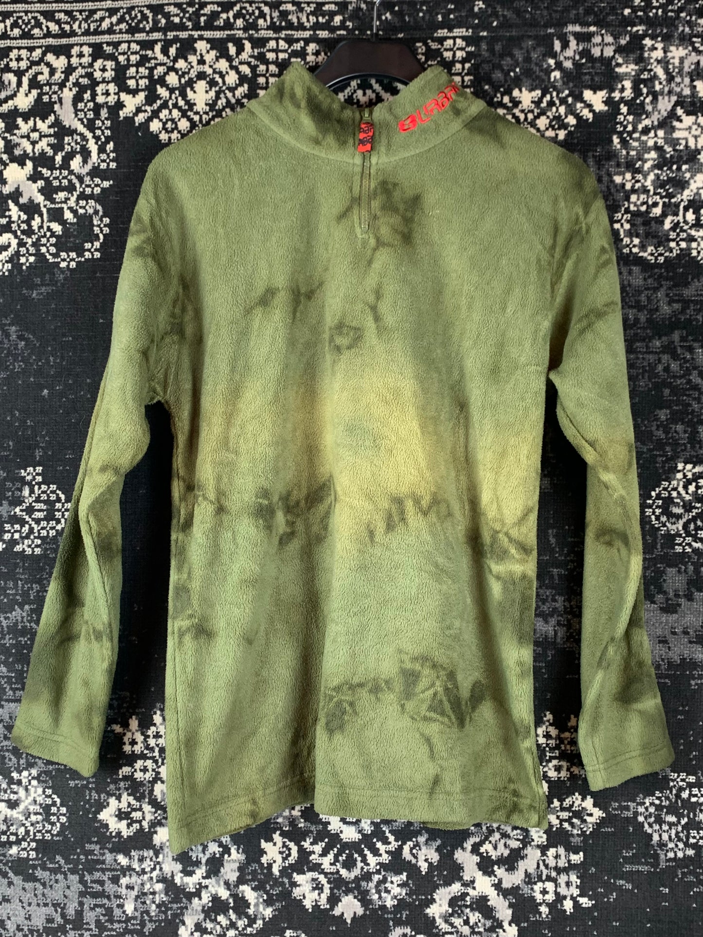 Men's Vintage Green Tie-Dye Fleece Pullover