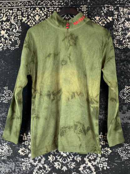 Men's Vintage Green Tie-Dye Fleece Pullover