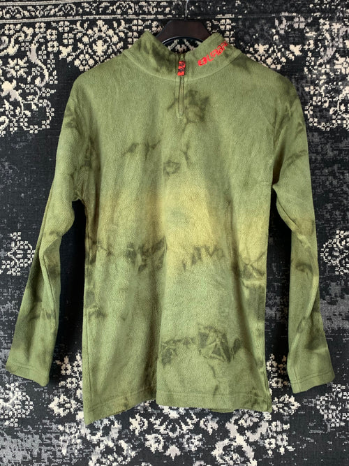 Men's Vintage Green Tie-Dye Fleece Pullover