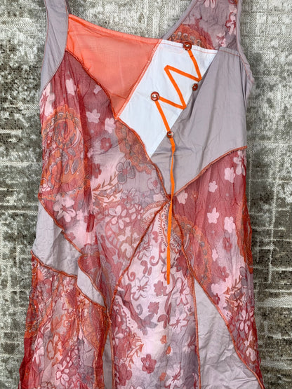Womens Y2K Patchwork Mesh Dress