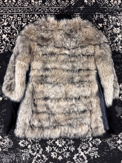 Women's Y2K Light Brown Faux Fur Zip Jacket