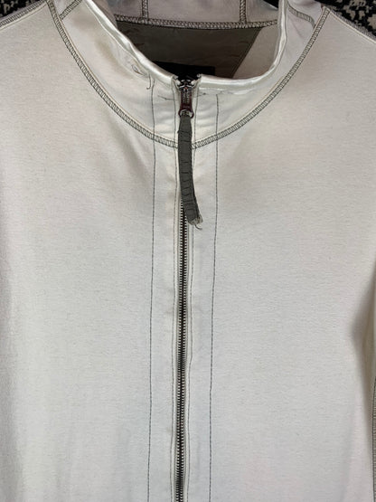 Men's Y2K Style Creamy White Zip-up Hoodie