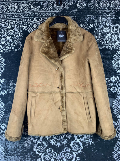 Vintage Punto Roma Faux Suede Shearling Duffle Jacket for Women