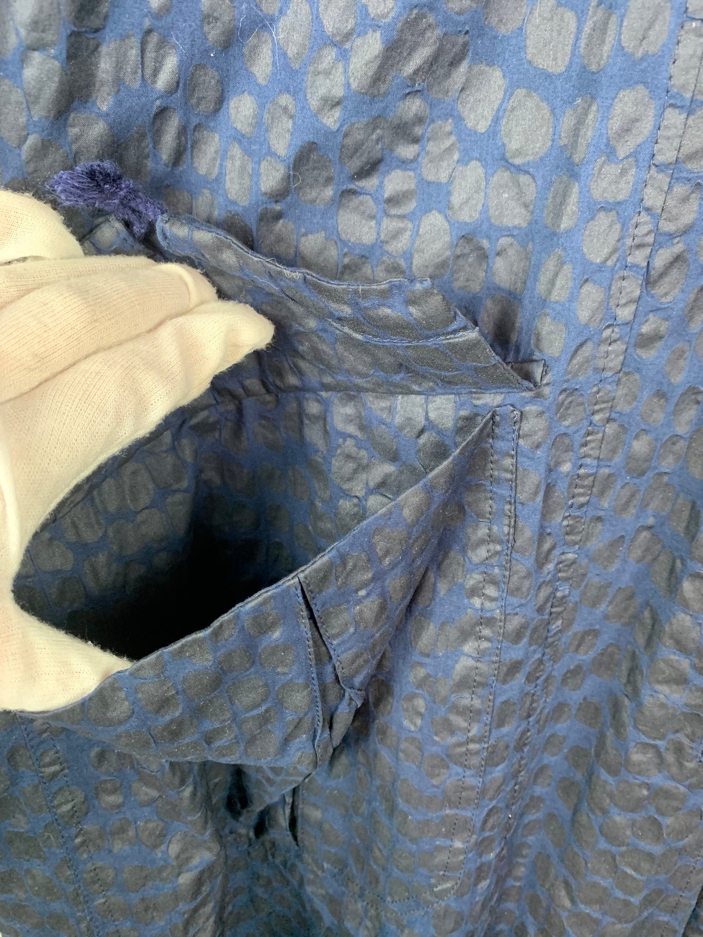 Women's Vintage Textured Blue Button-Up Coat