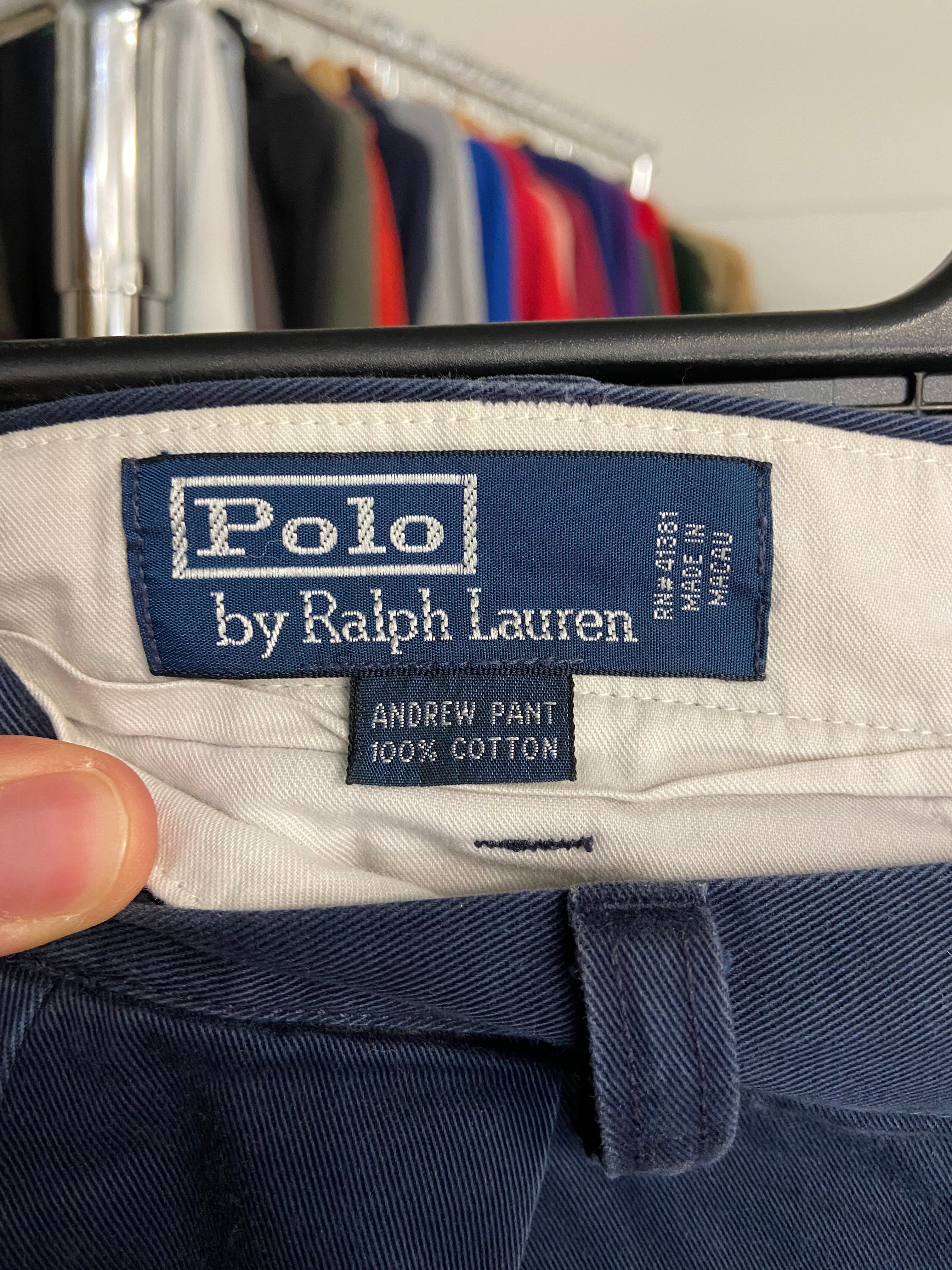 Vintage Polo Chinos Pants Navy Mens 32 Casual Zipp Up