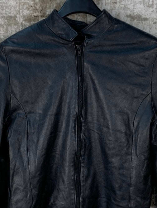 Womens Y2K Vintage Moto Style Black Leather Jacket