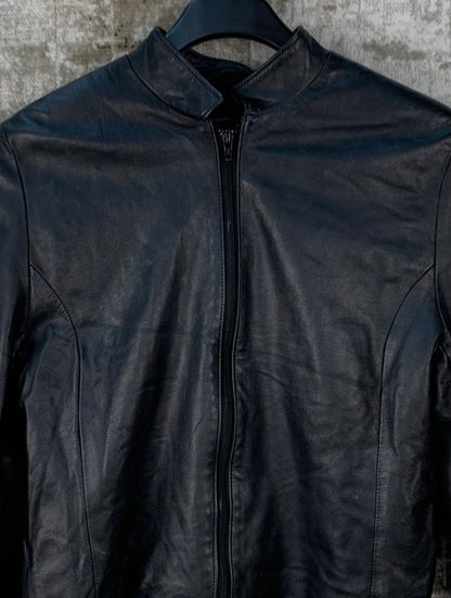 Womens Y2K Vintage Moto Style Black Leather Jacket