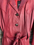 Laponia Red Leather Belted Jacket